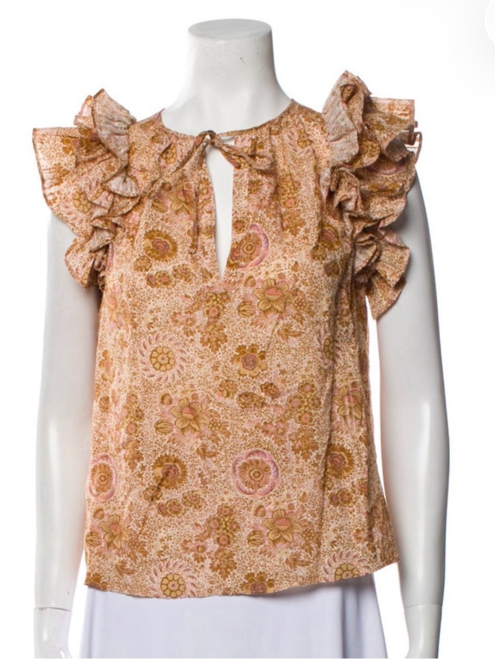 Ulla Johnson Floral Paisley Ruffle-Sleeve Top Sz.2